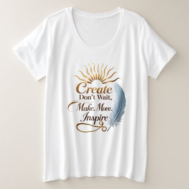Radiant Sun & Feather Quote Plus Size T-Shirt (Design Front)