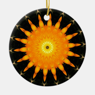 Radiant Sun Mandala Kaleidoscope Art Ceramic Tree Decoration