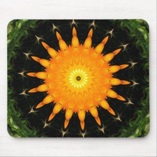 Radiant Sun Mandala Kaleidoscope Art Mouse Pad