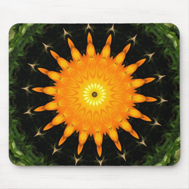 Radiant Sun Mandala Kaleidoscope Art Mouse Pad (Front)