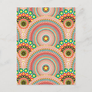 Radiant Sun Multicolored Boho Geometric Holiday Postcard