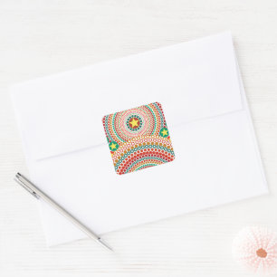 Radiant Sun Multicolored Boho Geometric Square Sticker