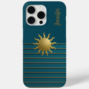 Radiant Sun on Teal iPhone 15 Pro Max Case