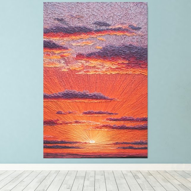 Radiant Sunburst Over Colourful Sky Abstract Wall  Canvas Print (Insitu(Wood Floor))