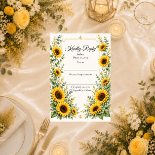 Radiant Sunflower Autumn Charm Wedding RSVP Card