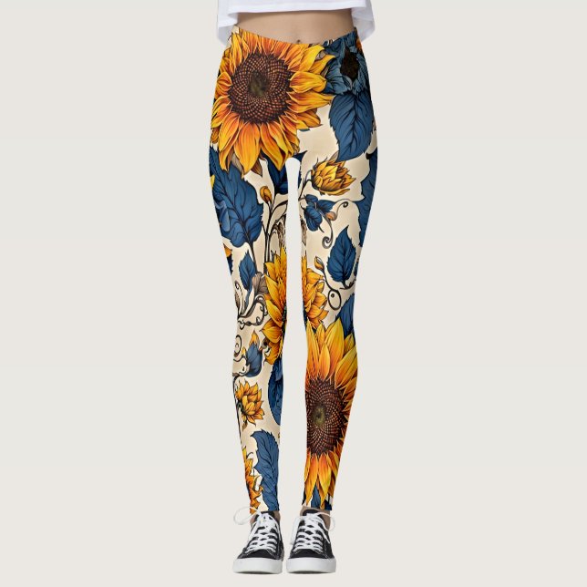 Radiant Sunflower Bliss: Embrace Vibrancy with Our Leggings (Front)