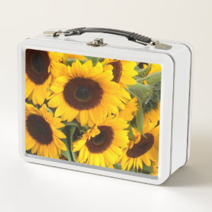 Radiant Sunflower Floral Scene Metal Lunch Box