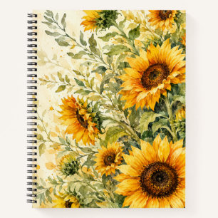 Radiant Sunflower Garden Watercolor Notebook