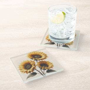 Radiant Sunflower Glass Coaster