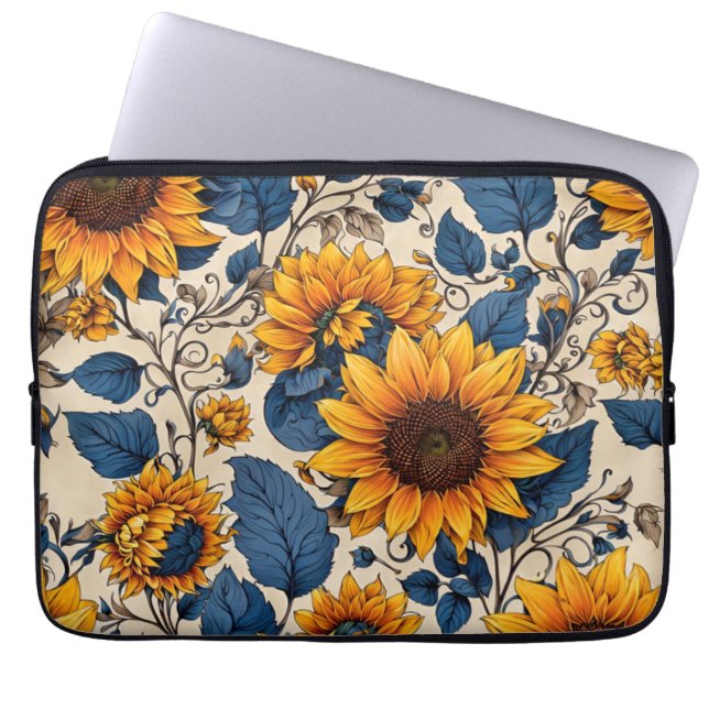 Radiant Sunflower Pattern  Laptop Sleeve (Front)