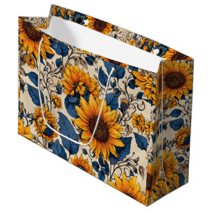Radiant Sunflower Pattern  Large Gift Bag