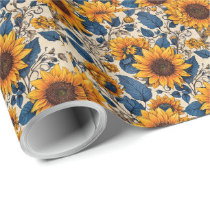 Radiant Sunflower Pattern  Wrapping Paper