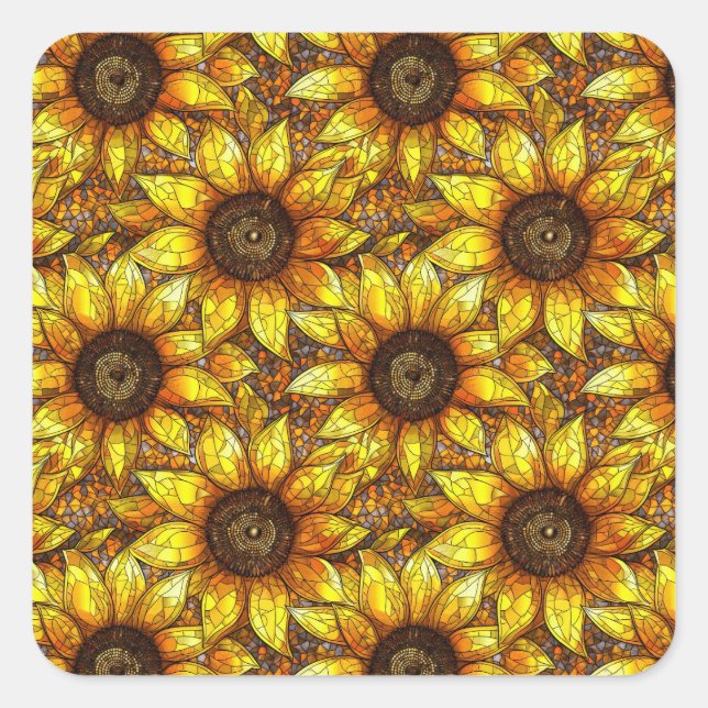 Radiant Sunflower Stained Glass  Square Sticker (Front)