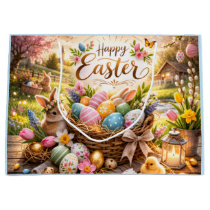 Radiant Sunrise Happy Easter Large Gift Bag