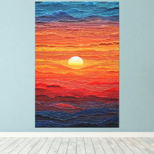 Radiant Sunset Horizon Abstract Wall Art