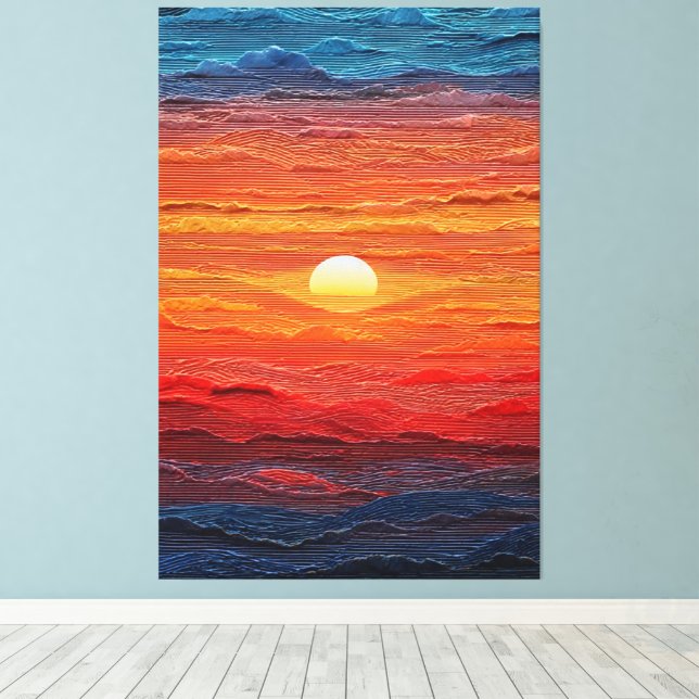 Radiant Sunset Horizon Abstract Wall Art (Insitu(Wood Floor))