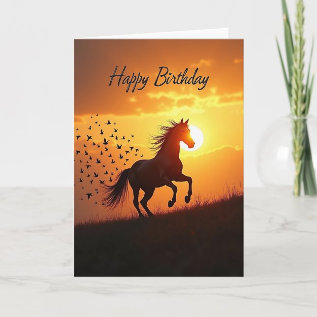 Radiant Sunset Horse Card (Front)