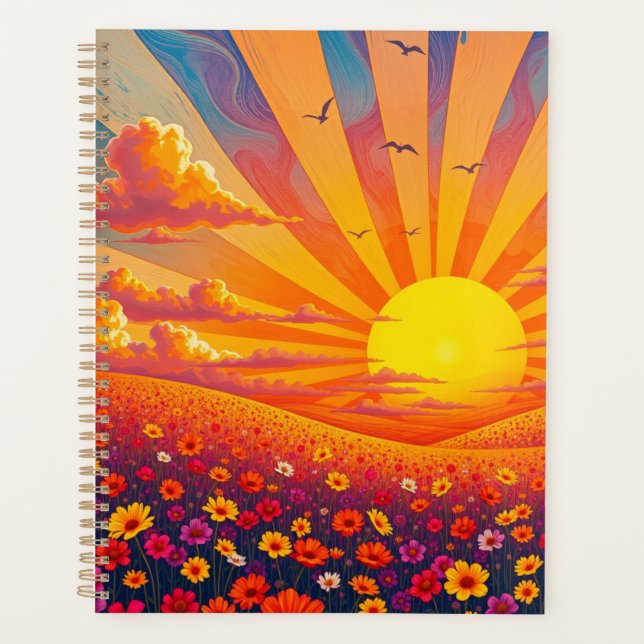 Radiant Sunset Over Whimsical Landscape  Planner (Front)