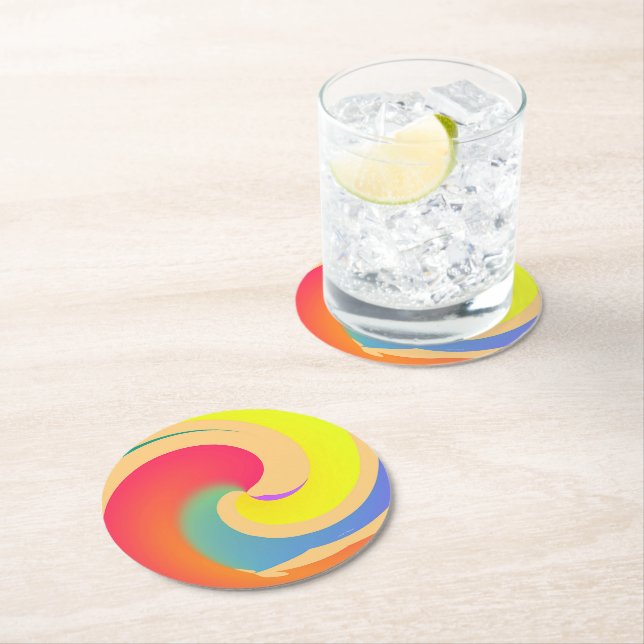 Radiant Swirl Round Paper Coaster (Insitu)