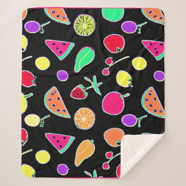 Radiant Tropic Neon Magic Sherpa Blanket (Front)