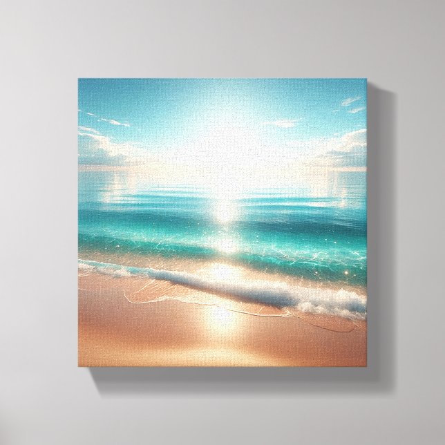 Radiant Tropical Beach with Sparkling Turquoise  Canvas Print (Front)