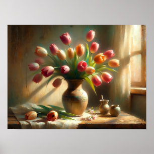 Radiant Tulips Arrange in a Vase Poster