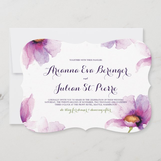 Radiant Watercolor Peonies Invitation (Front)