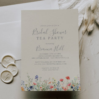 Radiant Wildflower Bridal Shower Tea Party Invitation