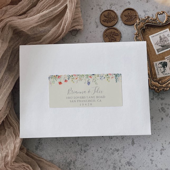 Radiant Wildflower Wedding RSVP Address  Label (Creator Uploaded)