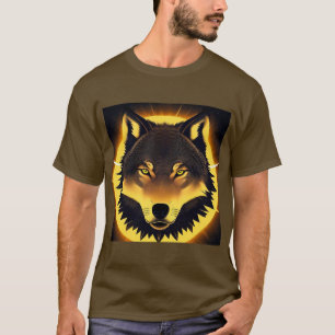 Radiant Wolf Face Illuminated by Golden Light T-Shirt