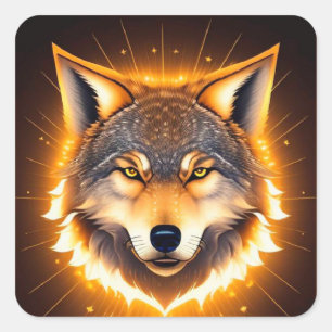 Radiant Wolf Wildlife Lover Gift, Bold Nature Square Sticker