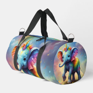 Radiant Wonders: The Rainbow Baby Unicorn Elephant Duffle Bag