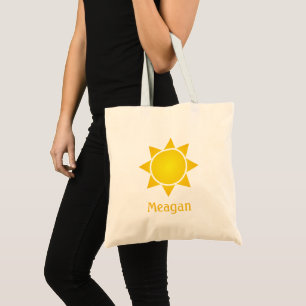 Radiant Yellow Gradient Sun with Orange Name Tote Bag