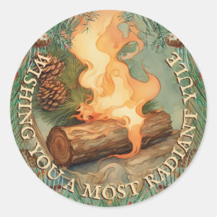 Radiant Yule Vintage Style Winter Solstice  Classic Round Sticker