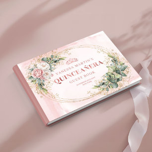 Radiante Libro de Firmas XV Años Flores y Eucalipt Guest Book