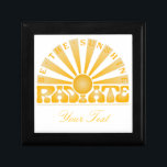 RADIATE Be the Sunshine Vintage Retro Gold Custom Gift Box<br><div class="desc">Striking sunshine motif in ombre golds. Retro feel illustration incorporating a hand-lettered ‘Radiate’ design with a Seventies vibe and a hand-drawn central badge with sunrays studded with ‘Be the Sunshine’ lettering. Great as a treat for yourself or as a gift for Father's/ Mother’s Day, birthday present, to say thank you...</div>