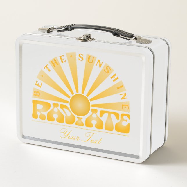 RADIATE Be the Sunshine Vintage Retro Gold Custom Metal Lunch Box (Front)