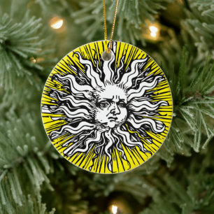 Radiate Elegance: Vintage Sun Ceramic Tree Decoration