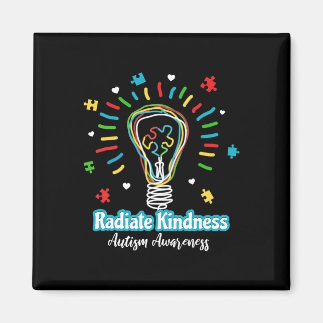 Radiate Kindness Lightbulb Autism Awareness Teache Magnet (Front)