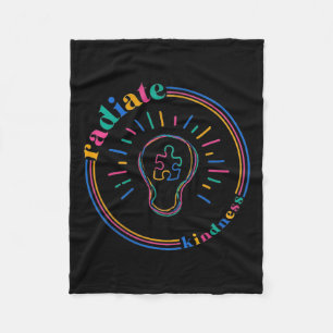 Radiate Kindness Retro Light Bulb Puzzle Autism Aw Fleece Blanket