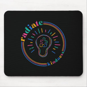 Radiate Kindness Retro Light Bulb Puzzle Autism Aw Mouse Pad