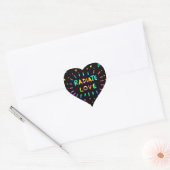Radiate Love Colourful Rainbow Painting on Black Heart Sticker (Envelope)