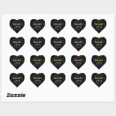 Radiate Love Colourful Rainbow Painting on Black Heart Sticker (Sheet)