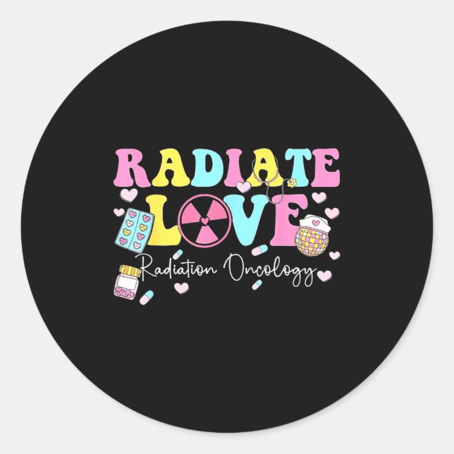 Radiate Love Radiation Oncology Valentine's Day Ra Classic Round Sticker (Front)
