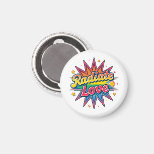 Radiate Love Retro Design – Positive Vibes Magnet