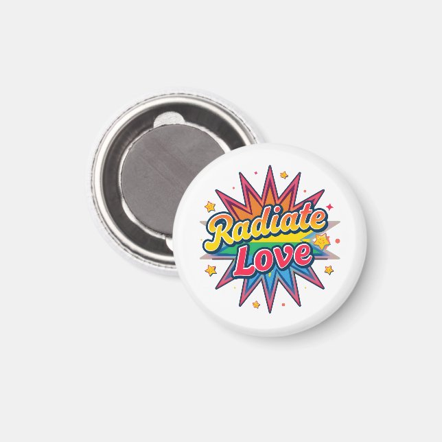 Radiate Love Retro Design – Positive Vibes  Magnet (Front/Back)