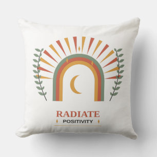 Radiate Positivity Boho Celestial Sun Moon Botanic Cushion