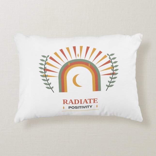 Radiate Positivity Boho Celestial Sun Moon Botanic Decorative Cushion (Front)