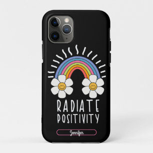 Radiate Positivity Colorful Rainbow and Flowers Case-Mate iPhone Case