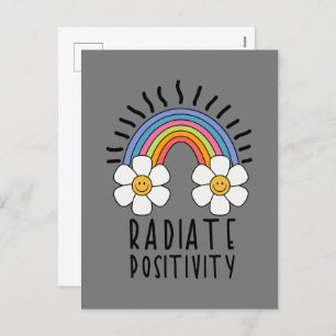 Radiate Positivity Colourful Rainbow and Flowers Holiday Postcard